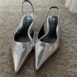 Zara Silver Metallic Heels
